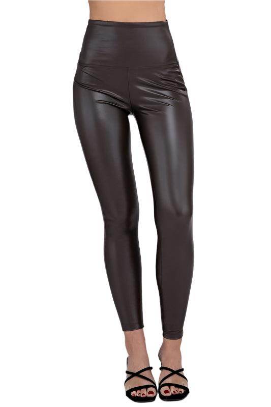 High Rise Faux Leather Leggings - VacationGrabs