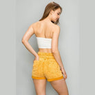 LITZ LA high waist belted shorts in vibrant yellow with back pockets for a stylish summer look