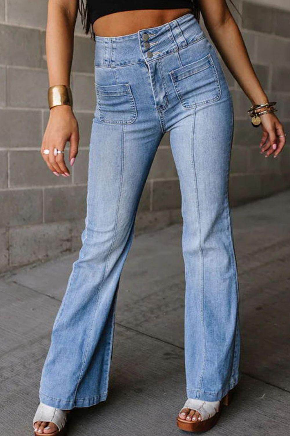 High Waist Bootcut Jeans - VacationGrabs