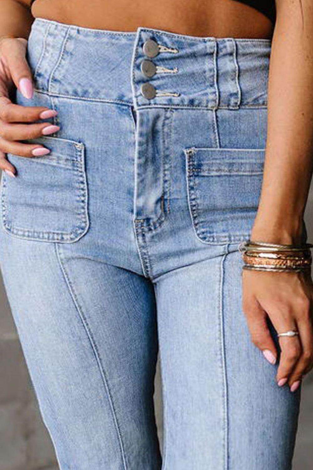 High Waist Bootcut Jeans - VacationGrabs