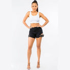 American Bazi high waist cut out shorts in black for a trendy summer look