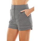 Women's high waist pattern shorts in black and white with side pockets for a stylish summer look