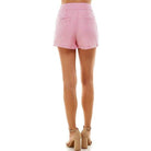 Back view of pink high waist pattern shorts from VacationGrabs for a stylish summer look