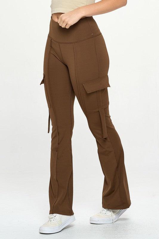 High Waisted Pocket Cargo Flare Casual Leggings – VacationGrabs