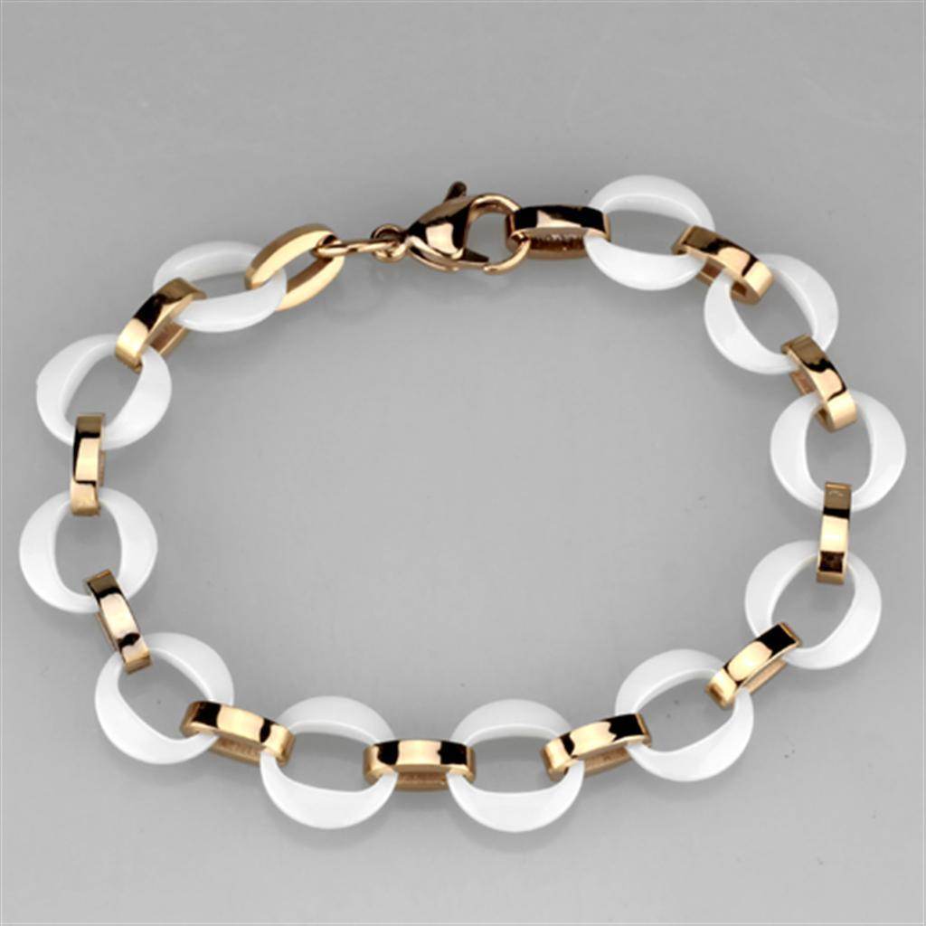 VacationGrabs Women's Bracelet with White Links and Gold Accents, perfect holiday jewelry gifts for her