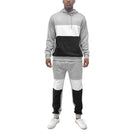 Men's hoodie sweatpants combo in grey and black with a stylish two-tone design by VacationGrabs