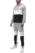 Men's 2PC Track Sets featuring a hoodie sweatpants combo in stylish gray and black design
