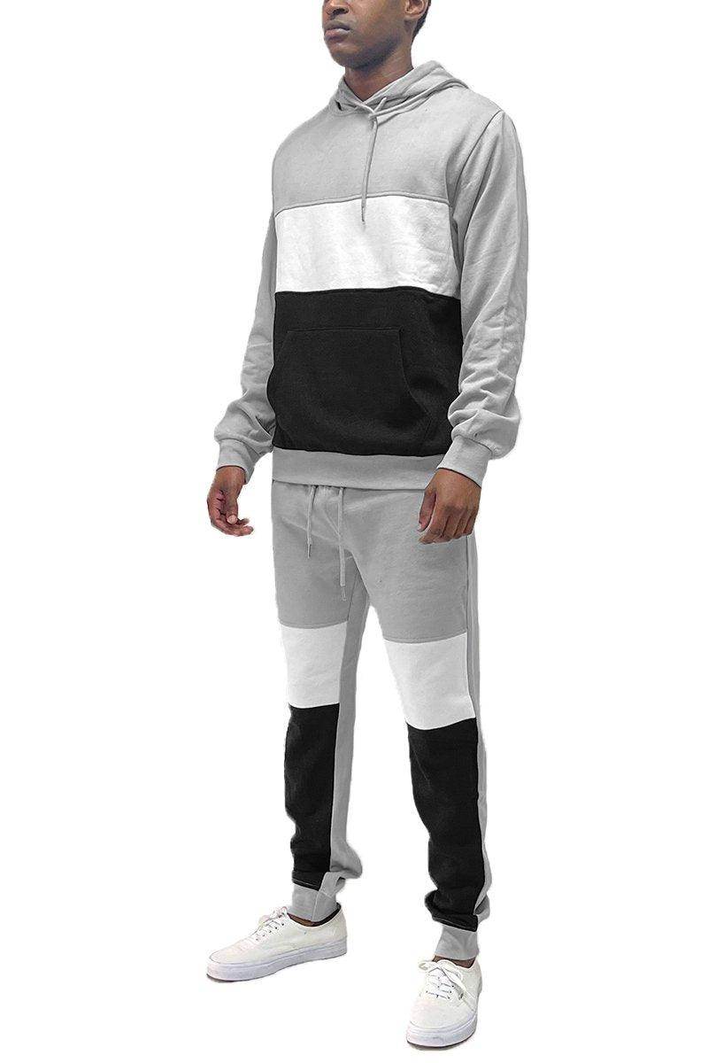 Men's 2PC Track Sets featuring a hoodie sweatpants combo in stylish gray and black design