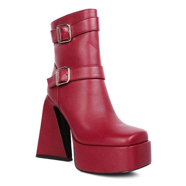 Hot Cocoa High Platform Heel Ankle Boot - VacationGrabs