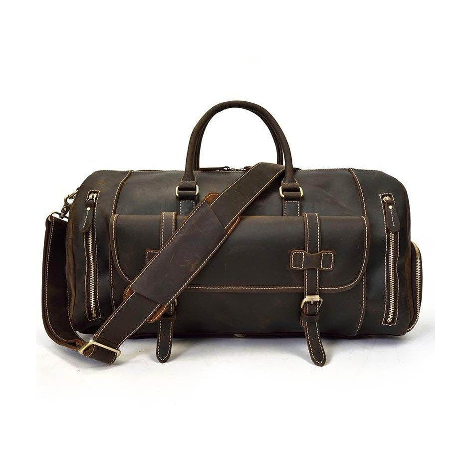 Stylish hot leather carry-on bag with sturdy handles and adjustable shoulder strap for travel