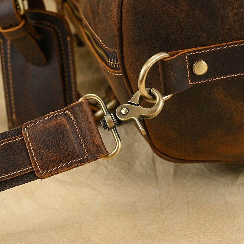 Hot Leather Travel Bag Vintage Leather Duffle Bag With - VacationGrabs