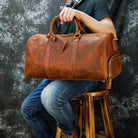 Hot Leather Travel Bag Vintage Leather Duffle Bag With - VacationGrabs