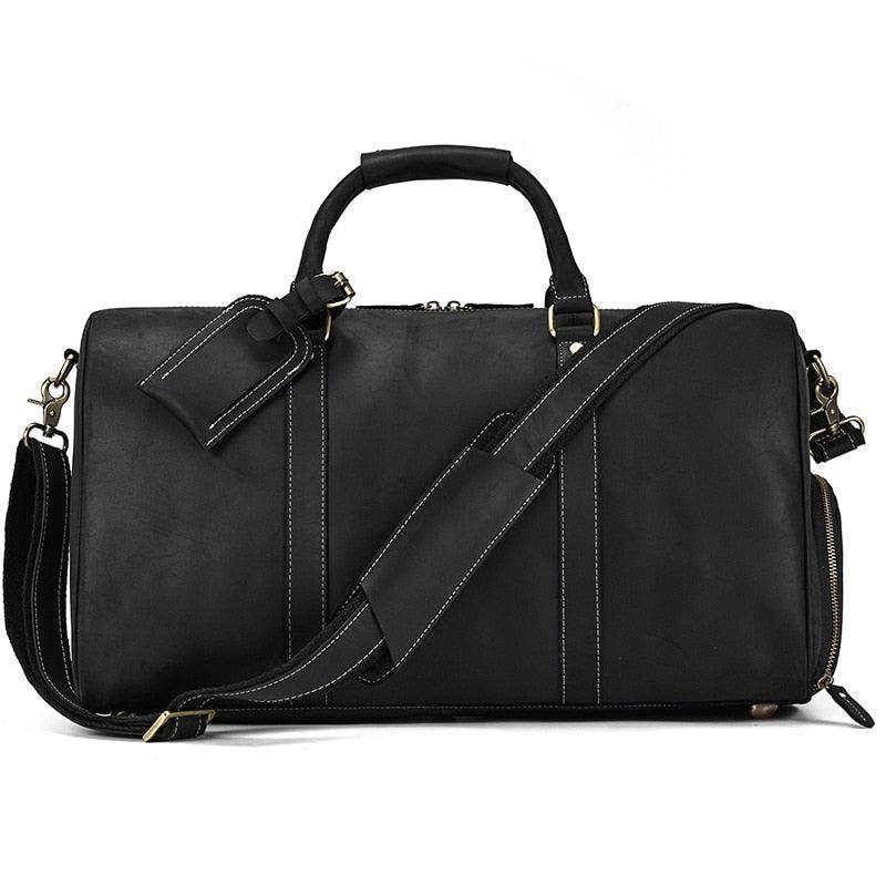 Hot Leather Travel Bag Vintage Leather Duffle Bag With - VacationGrabs