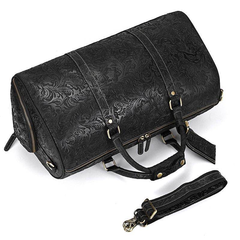 Hot Leather Travel Bag Vintage Leather Duffle Bag With - VacationGrabs