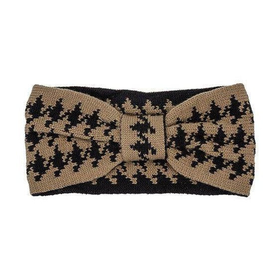 Houndstooth Bow Head Band - VacationGrabs