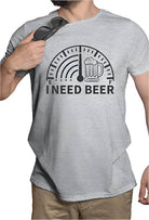 Ocean and 7th I Need Beer graphic tee in light gray with fun beer gauge design
