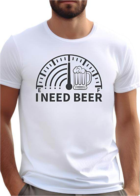 Ocean and 7th I Need Beer graphic tee in white featuring a fun beer gauge design