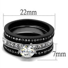 Elegant ion plated black engagement ring featuring a sparkling central stone and shimmering accents