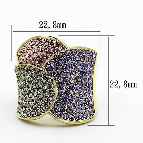Stylish ion plated fashion ring for women featuring colorful gemstones in a unique design