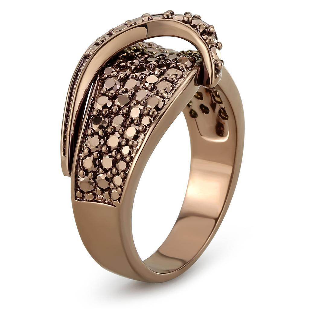 IP coffee finish designer ring featuring a stylish design with sparkling embellishments for women