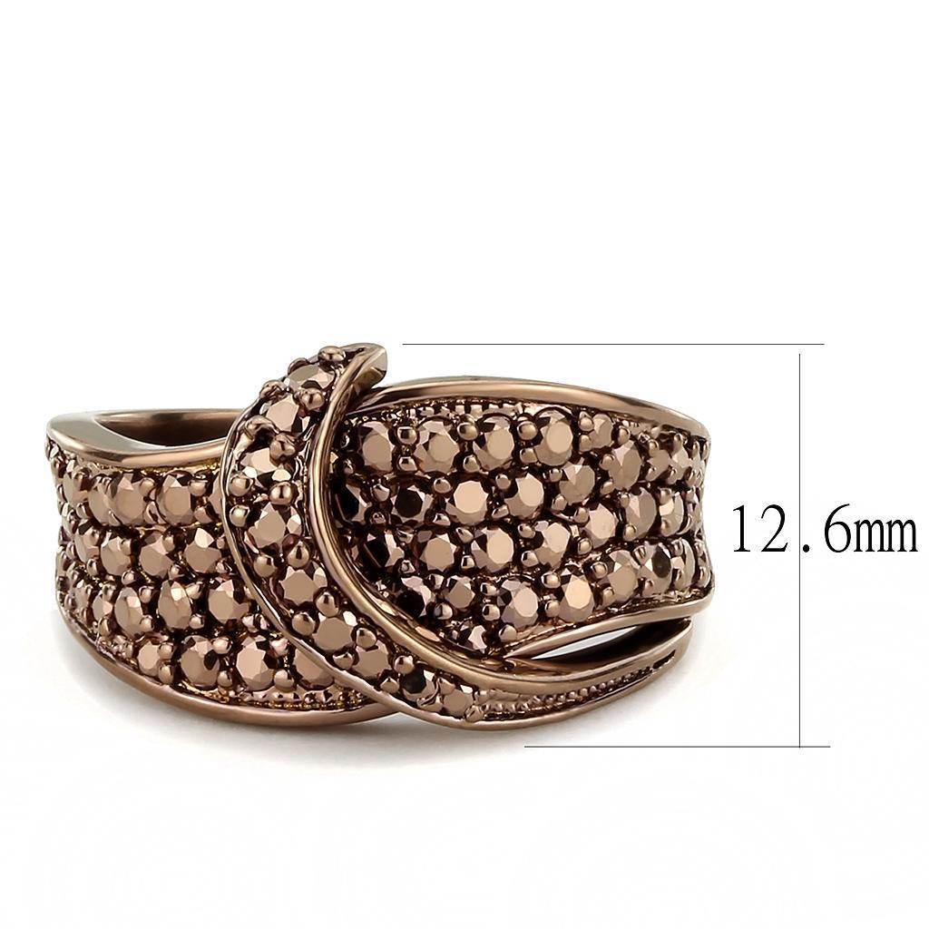IP coffee finish designer ring with intricate detailing and a unique wrap design, perfect for elegant occasions