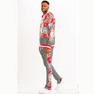 Men's 2PC Track Set featuring an island print hoodie set with colorful floral design and matching pants
