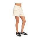 Ivory cargo shorts for women from Emory Park with side pockets and elastic waistband