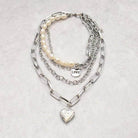 ClaudiaG Collection jester necklace for women featuring layered silver chains and pearl accents