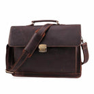 Vintage leather mens briefcase with a durable design and adjustable shoulder strap for professional use