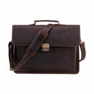 Vintage leather mens briefcase with sturdy handle and adjustable shoulder strap for professional use