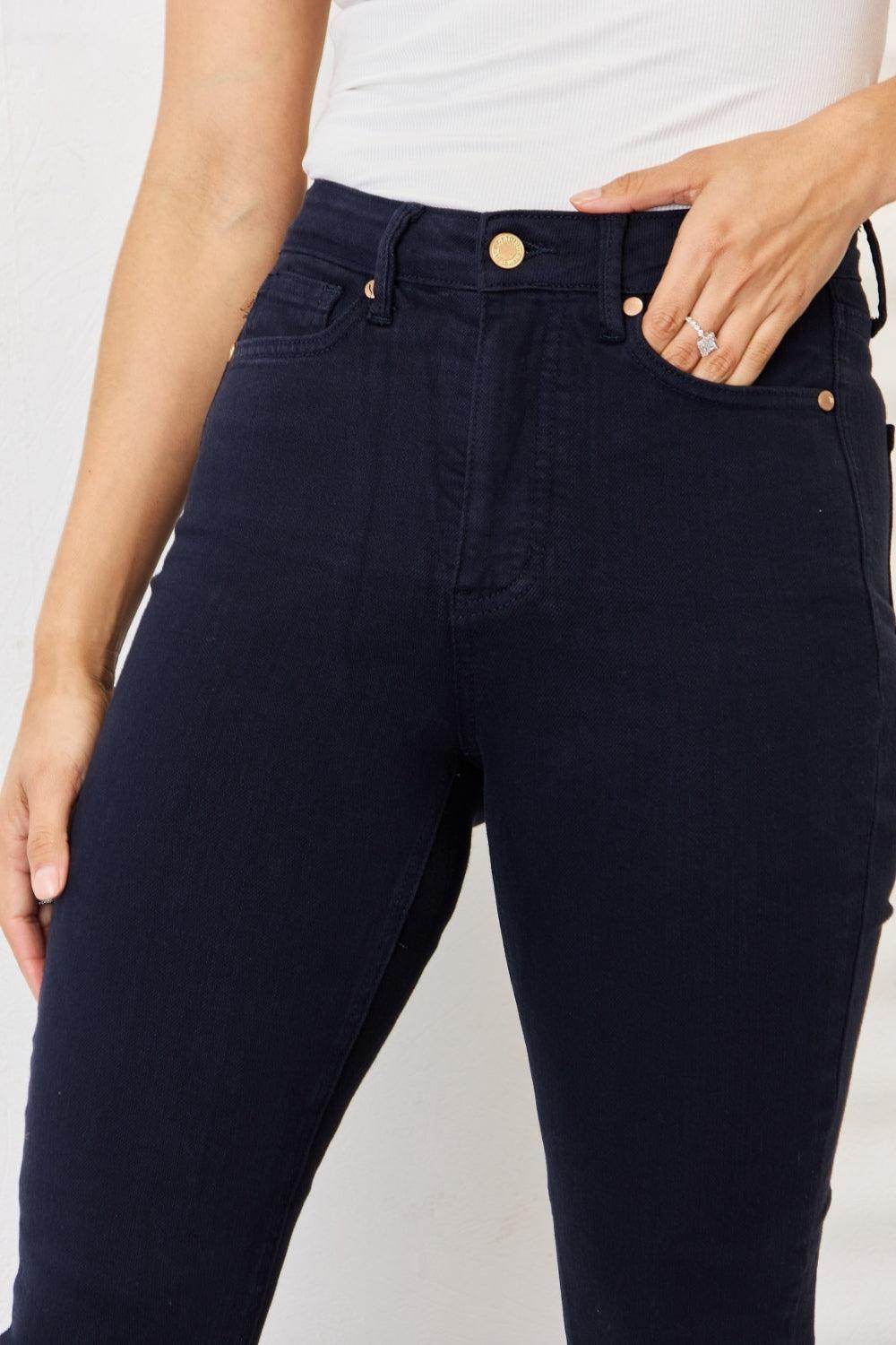Judy Blue tummy control skinny jeans in dark wash style for a flattering fit and comfort