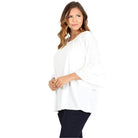 Knit 3/4 Sleeve Double Layer Ruffle Sleeve Top - VacationGrabs