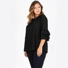 Knit 3/4 Sleeve Double Layer Ruffle Sleeve Top - VacationGrabs