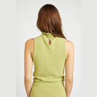 Emory Park Knit Sleeveless Blouse in Green with Button Detail at the Back