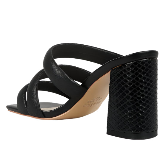 Kywe Textured Heel Chunky Strap Sandals - VacationGrabs