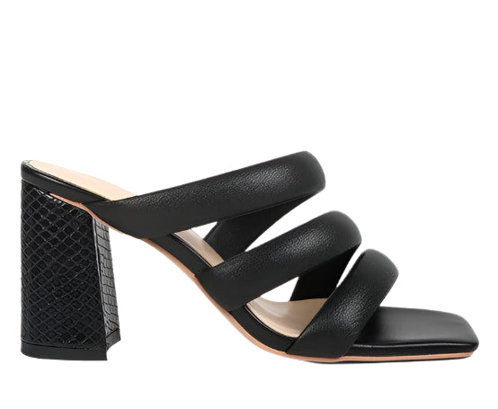 Kywe Textured Heel Chunky Strap Sandals - VacationGrabs
