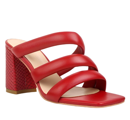 Kywe Textured Heel Chunky Strap Sandals - VacationGrabs