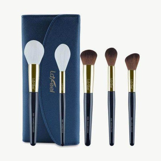 Sifides brush set with travel bag including four makeup brushes for easy beauty application on the go