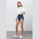 Insane Gene women's lace lining denim shorts with frayed hem and a casual style