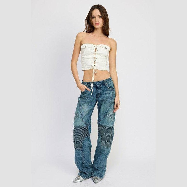Lace Up Corset Bustier Top - VacationGrabs