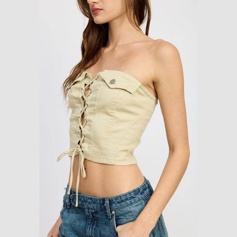 Lace Up Corset Bustier Top - VacationGrabs
