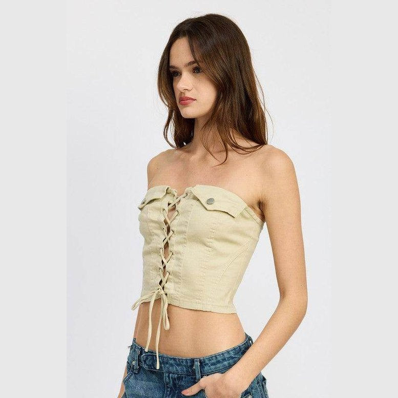 Lace Up Corset Bustier Top - VacationGrabs