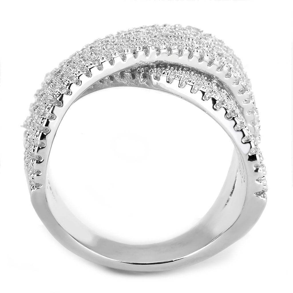 Elegant silver ring with a curved design, perfect for ladies formal cocktail jewelry