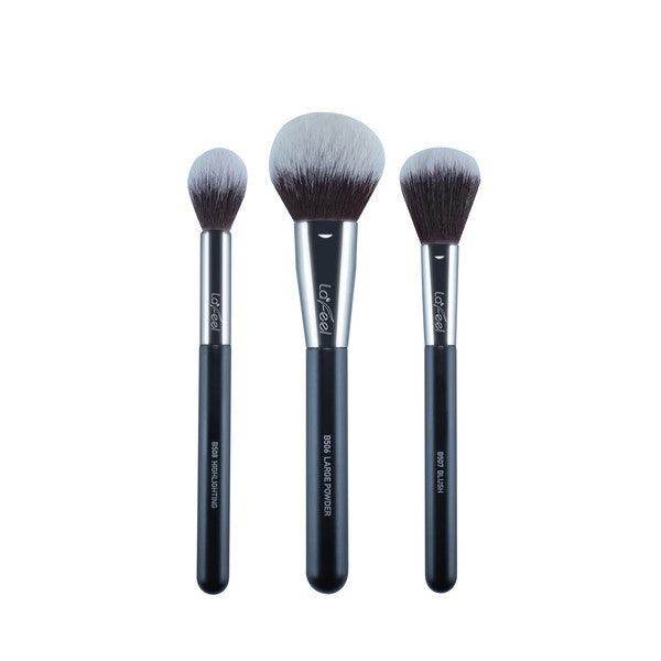 Lafeel makeup brush set with three brushes for flawless makeup application and blending