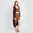 Emory Park lapel collar long cardigan in brown, perfect for layering over casual outfits
