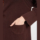 Emory Park lapel collar long cardigan in brown with pockets for a stylish and cozy look