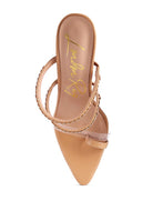 Rag Company strappy stiletto heeled sandals in nude with pointed toe and clear strap detail