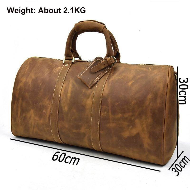 Large leather weekend bag from VacationGrabs with durable design and ample storage for travel