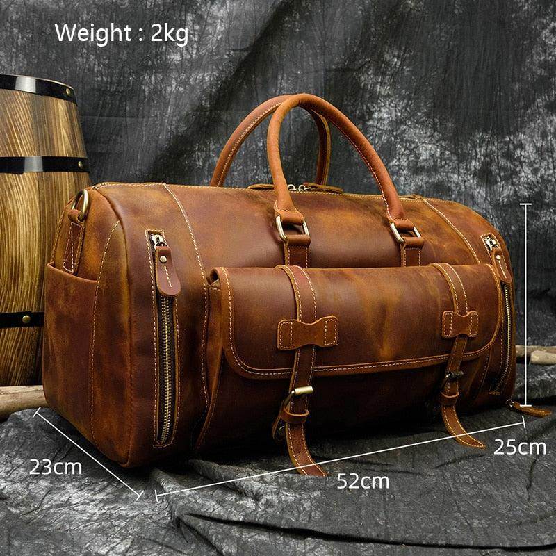 Large leather weekend bag by VacationGrabs with stylish design and spacious compartments