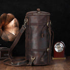 Large travel bag for men made of durable leather with a stylish vintage design